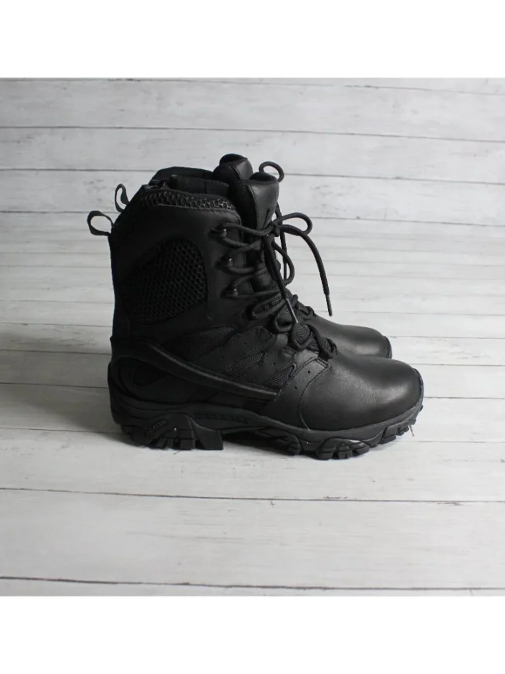Merrell Men's Black Tactical Work Boots Size 8 Waterproof J45335 Moab Vibram